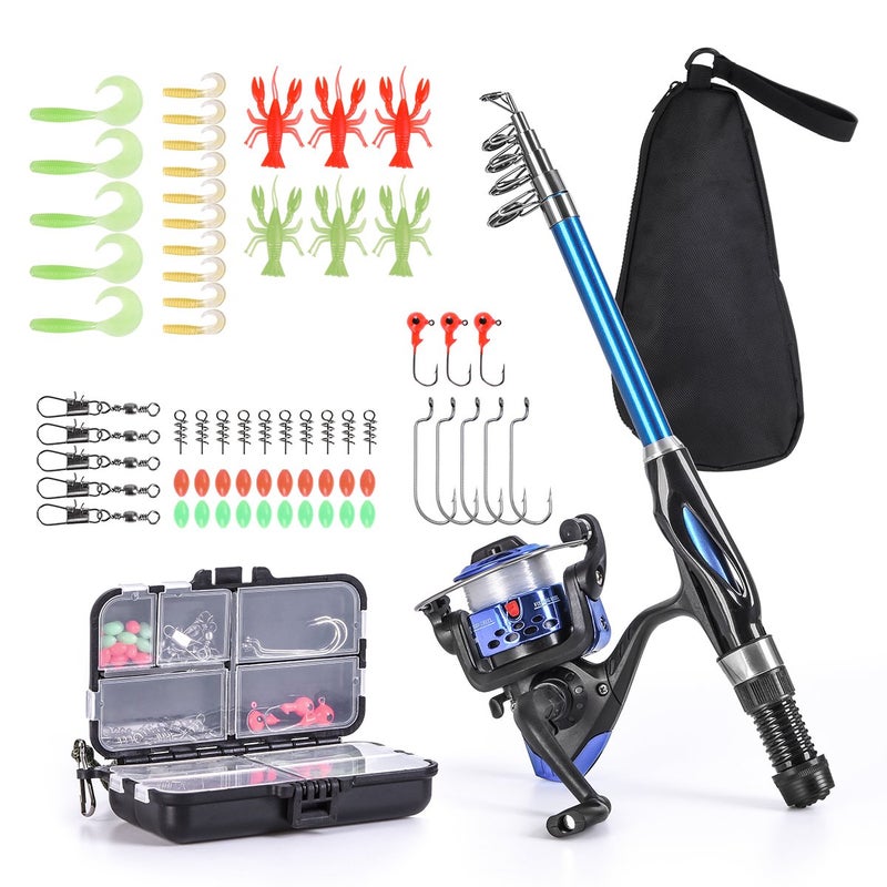 Leo Light Weight Kids Fishing Pole Telescopic Fishing Rod and Reel Combos with Full Kits Lure Case and Carry Bag for Youth Fishing and Beginner 130CM (Rod and Reel Combos with Full Kits and Carry Bag) - Image 1